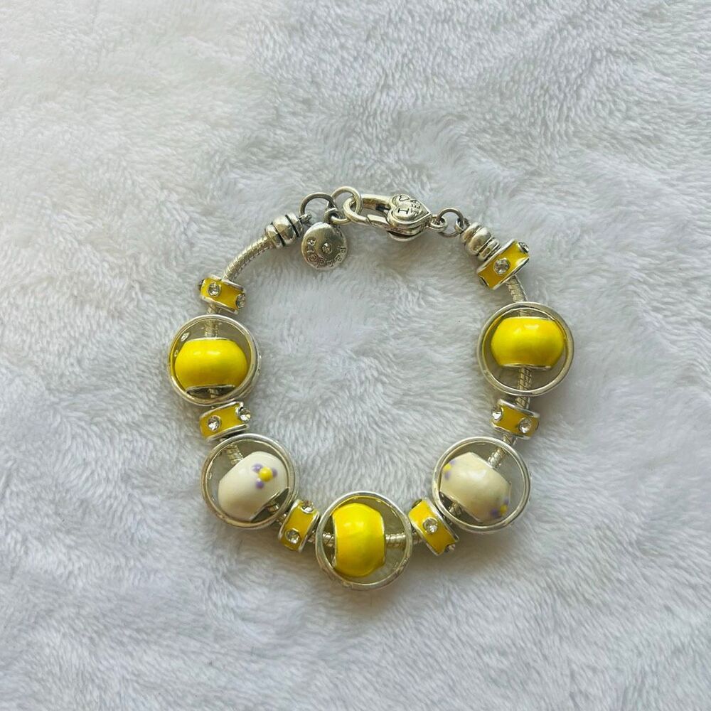 Pandora Yellow Charms Silver Bracelet 925